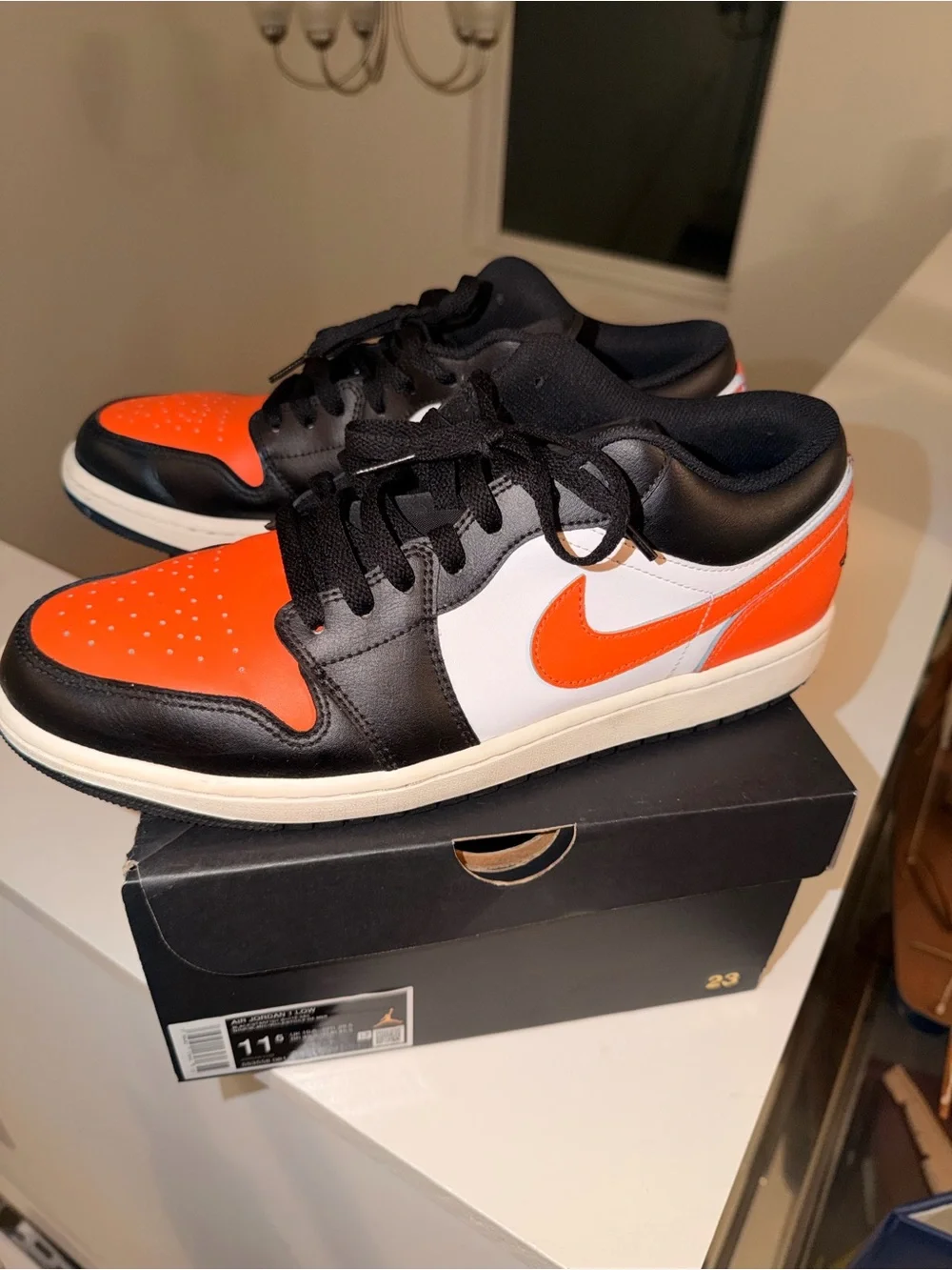 Jordan Men’s Low-Top Sneaker — Orange/Black/White